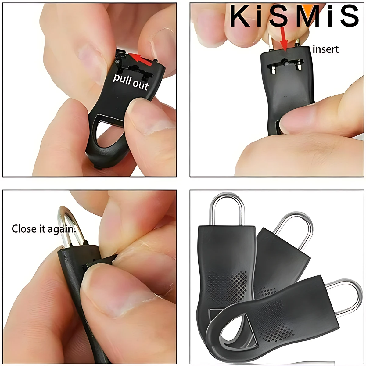 Zipper repair kit zipper pullers zipper sliders zipper heads zipper accessories 5Pcs Universal Detachable Zipper Puller Set For Down Jackets and Bags DIY Sewing Craft