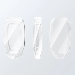 Transparent TPU Car Key Case Cover with Keychain Accessory (Transparent white)