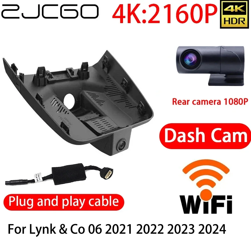 

ZJCGO 4K DVR Dash Cam Wifi Front Rear Camera 24h Monitor For Lynk & Co 06 2021 2022 2023 2024