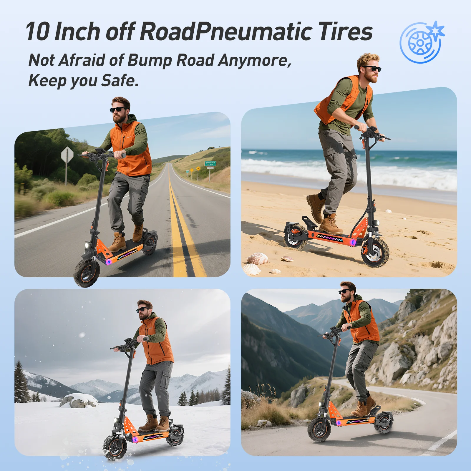 Profil latéral de la trottinette électrique sur trottoir