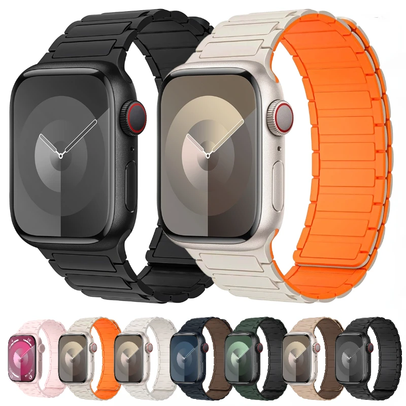 

Silicone Magnetic Loop Strap for Apple Watch Band Ultra2 49mm 9 8 7 45mm 41mm Bracelet for IWatch 6 5 4 3 SE 44mm 42mm 40mm Belt