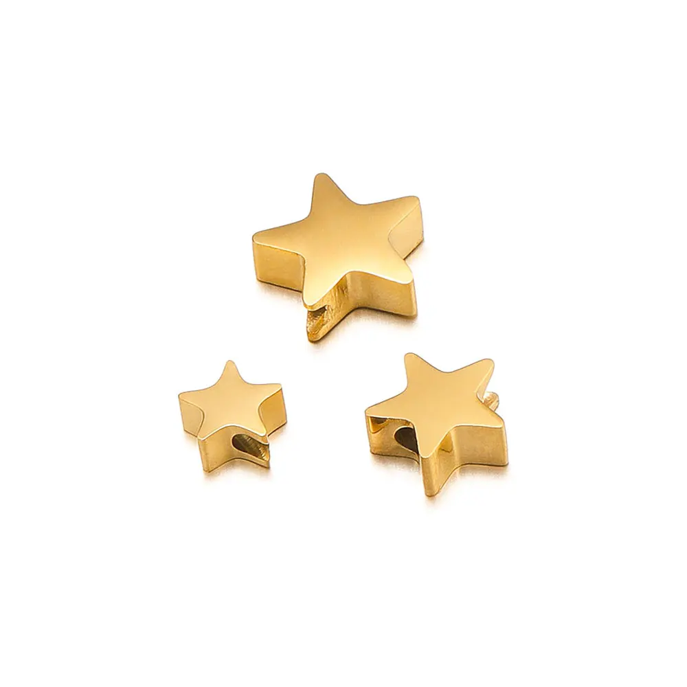 5 Stücke Edelstahl Lose Perlen Herz Stern Spacer Perlen Charms für Halskette Chian Armband DIYSchmuck Machen Großhandel – Detail 4