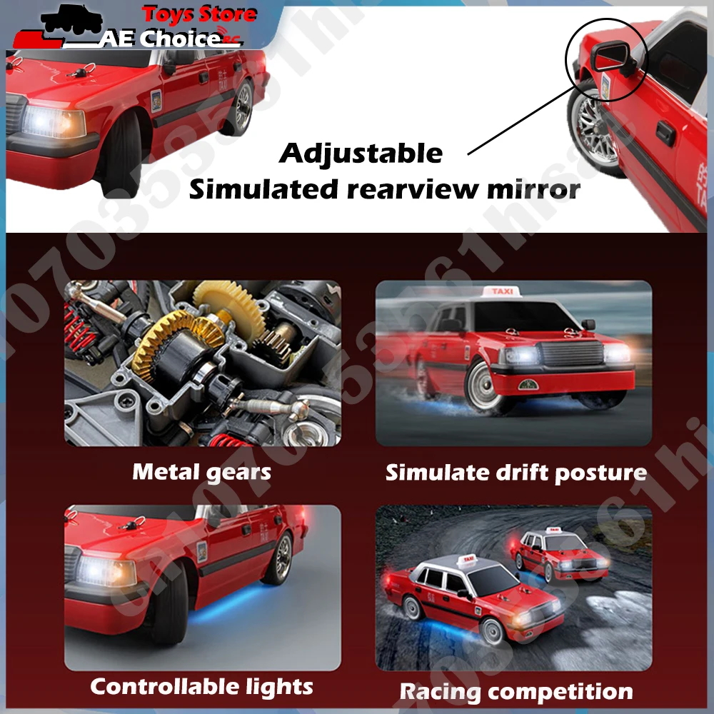 MN Rc Cars MN38 1/16 HongKong Taxi Model RC Car 2.4G Remote Control LED Light Drift Car RTR Electric Toy Car Gift for Boy 4