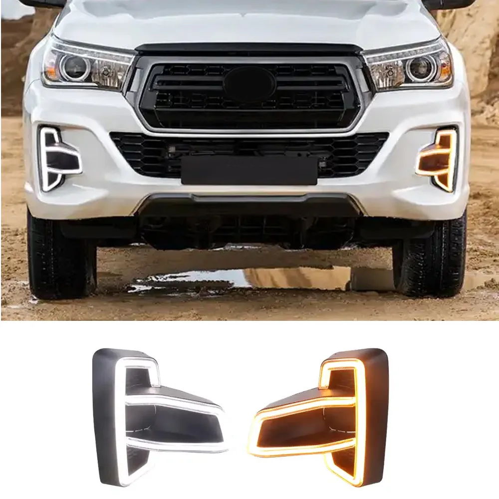 

Car Led Drl For Toyota Hilux Rocco 2018-2020 DRL Daytime Light Fog Lamp Cover