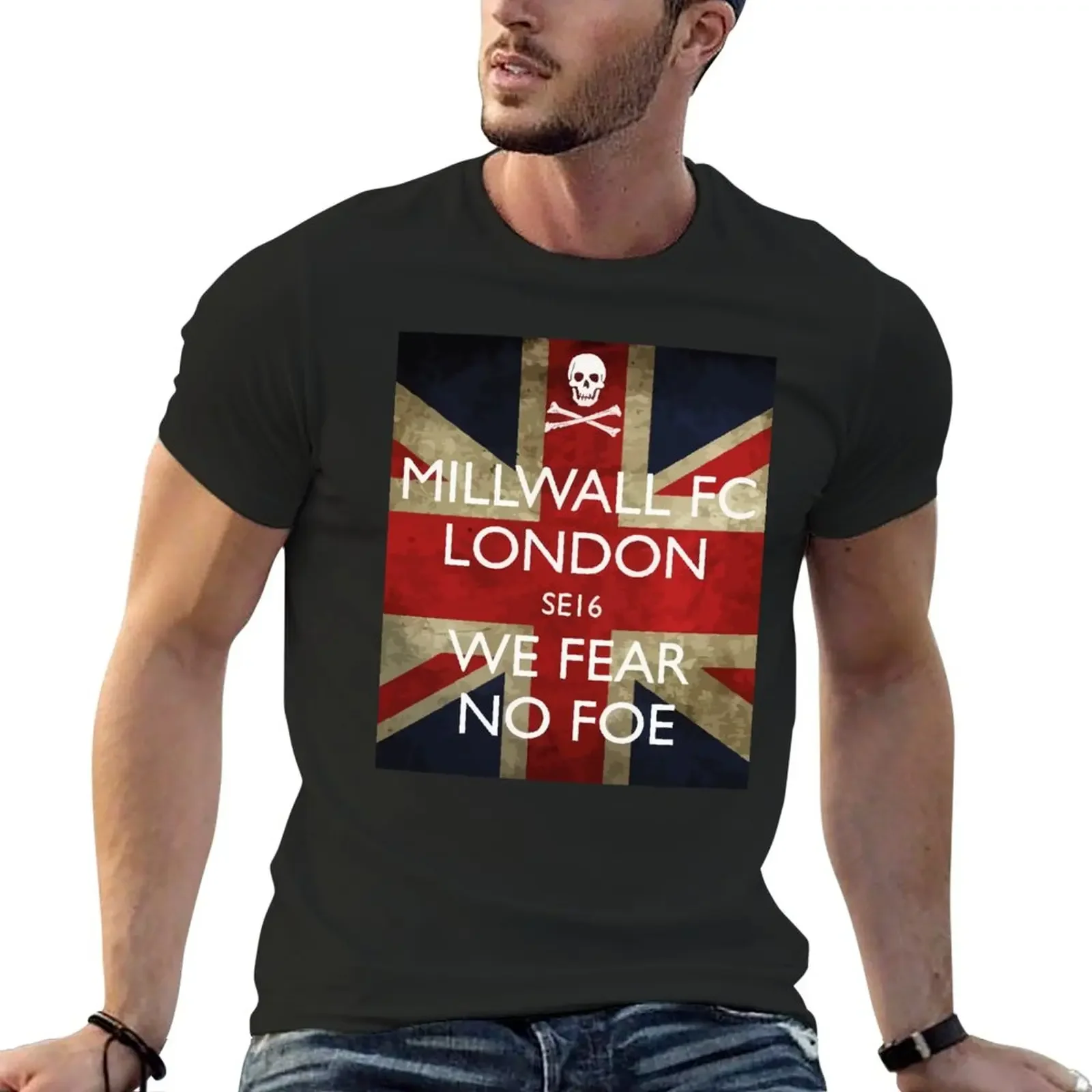 

Millwall Union Jack We Fear No Foe T-Shirt cute tops heavyweights Short sleeve tee mens t shirt graphic