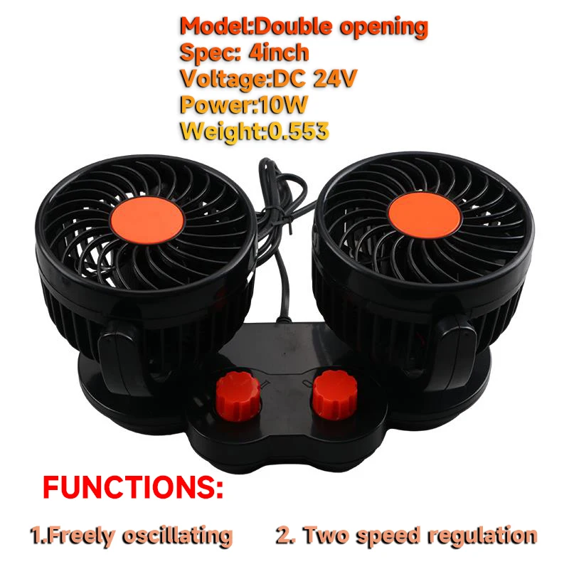 

New Auto Headrest Ventilation Fan USB Charging Car Neck Cooler 12/24V Portable Dual Head Car Fan 360° Rotation Forcar gadgets