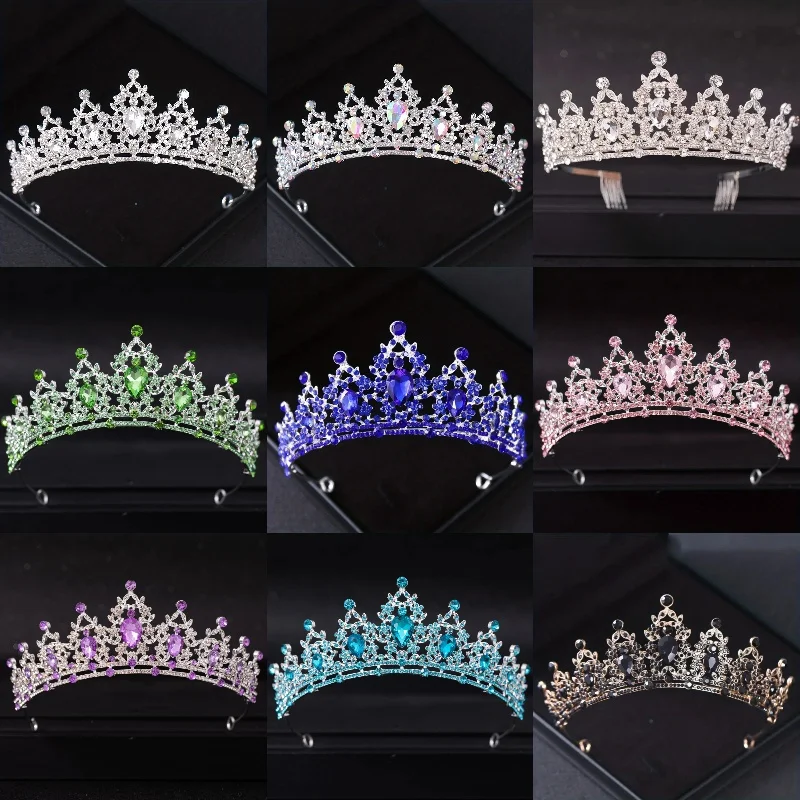 Wedding Hair Tiara Crystal Bridal Tiara Crown Diadem Veil Tiaras Hair Accessories Headpieces Head Jewelry hair accessories bridal hair accessories