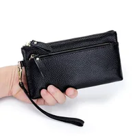 Women's Wristlet Clutch Purse Genuine Leather Clutch Cellphone Smartphone Long Wallet Vintage Purse Travel Double Zip Wristlets - Image 5