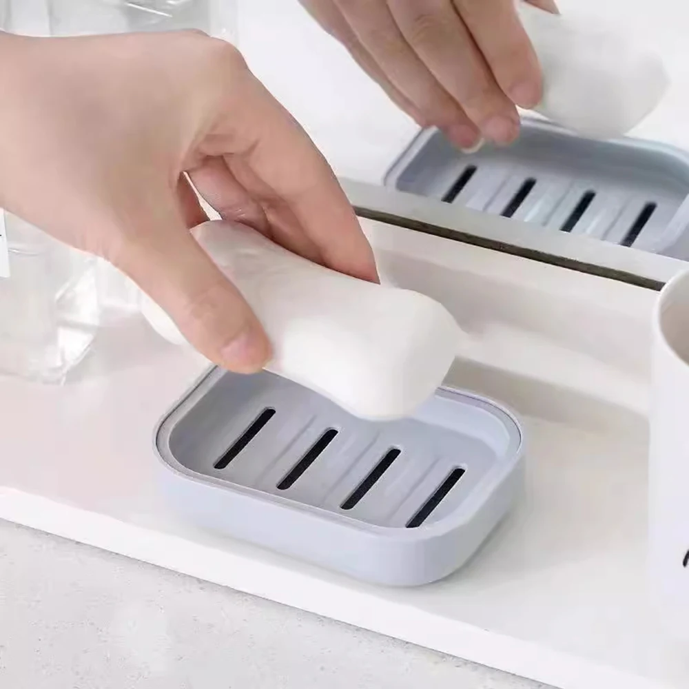 Soap Box 1PC/2PCS Thickened Plastic Square Double With Lid For Shower Bathroom Kitchen