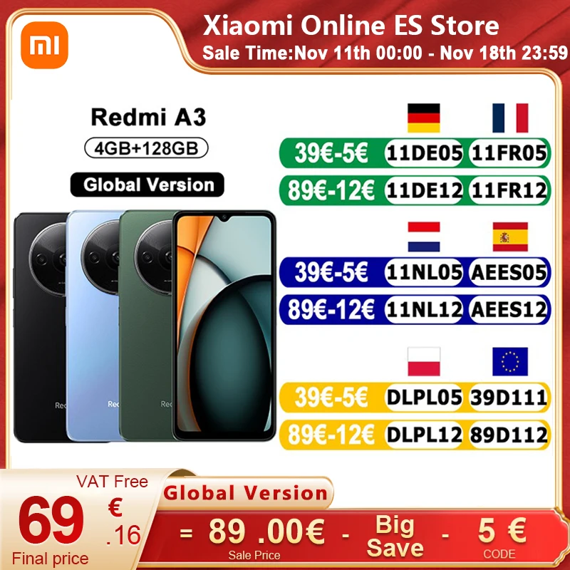 Smartfon Xiaomi Redmi A3 z EU za $75.72 / ~308zł