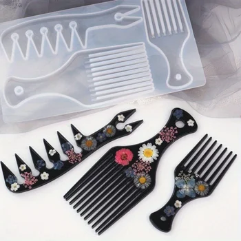 NEW NEW Transparent Silicone Mould Resin Decorative Craft DIY Comb African Comb Mould Epoxy Resin Molds for Jewelry 2
