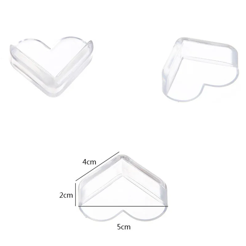 4PCS/Lot Love Shape Transparent Baby Safety Silicone Protector Kids Table Edge Cover Children Furniture Table Corner Guards