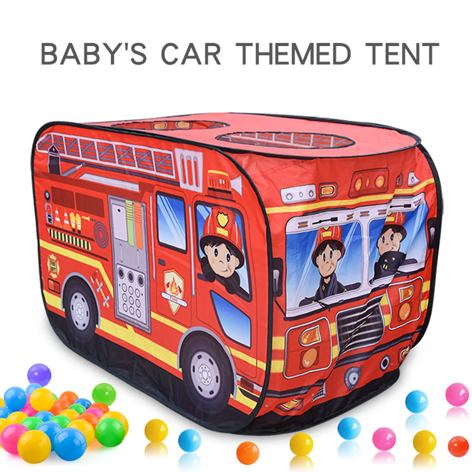 🚒 Children’s Car Tent House – Fire Truck Playhouse with Sunroof 1