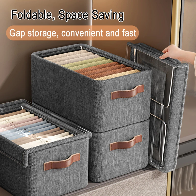 Folding Clothes Storage Box with Lid Multi-functional Wardrobe Storage Box for Underwear Sweater Home Cabinet Organizer 2