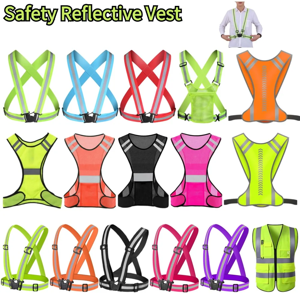 Adjustable Safety Vests Night Walking Highlight Reflective Vest Running Cycling Reflective-Cloth Safety-Vest Riding Equipment reflective safety vest safety vest