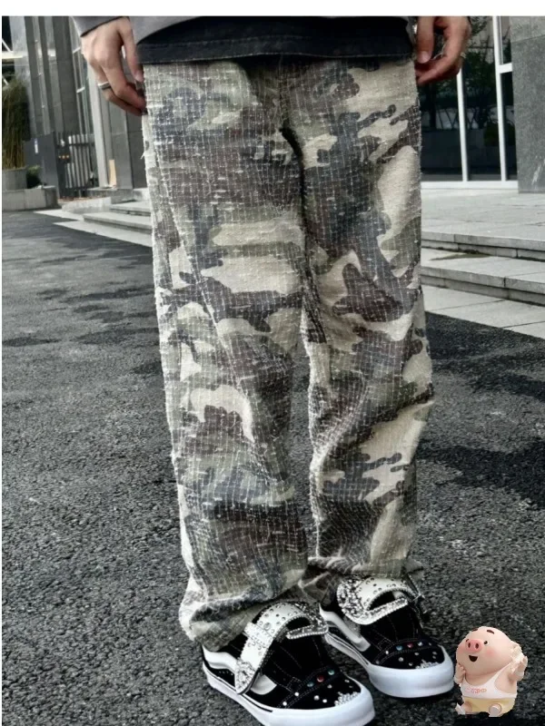 남녀 공용 워싱 카모 세인트 작업복 바지, 최고 품질, 헤비 원단, 조거 드로스트링 스웻팬츠, 24SS 스트리트웨어