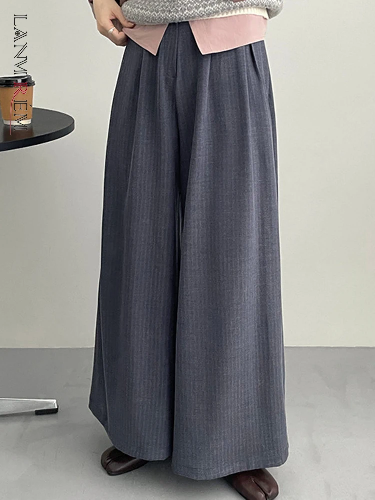 

LANMREM Casual Loose Wide Leg Pants Women High Waist Solid Color Long Trousers Fashion Female 2023 Autumn New Clothing 2AA2681
