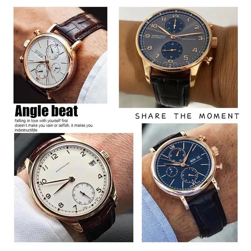 SCHIK Leather Real Cowhide Watchband For IWC Portugieser Porotfino Family PILOT'S Watches 20mm 21mm 22mm Watch Strap Folding
