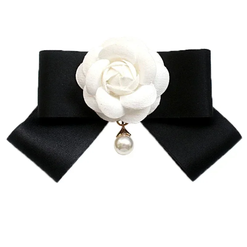 Retro Camellia Bow Brooch Korean Version College Style Women's Suit Shirt Skirt Collar Pin Brooch Accessories bow brooch