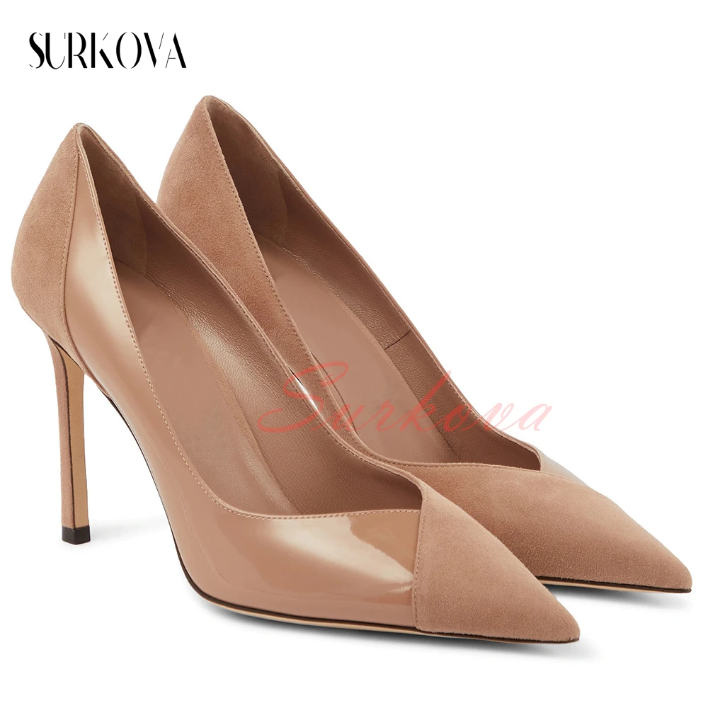 

Solid Color Pointed Toe Cross Stitching Women's Leather High Heel Pumps Ladies Formal Wear Pumps Concise Women's Shoes 2023 New