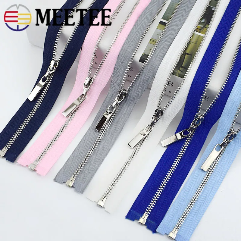 3Pcs Meetee 3# Metal Zippers 40/50/60/70Cm Open-End Zip Gold Silver Teeth For Bags Jacket Garment Repair Sewing Accessories