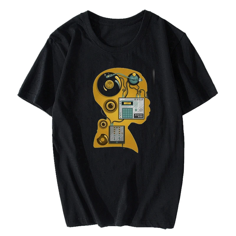 

DJ Men's T-shirt High-quality Cotton Shirt Retro Style Harajuku Street Clothing