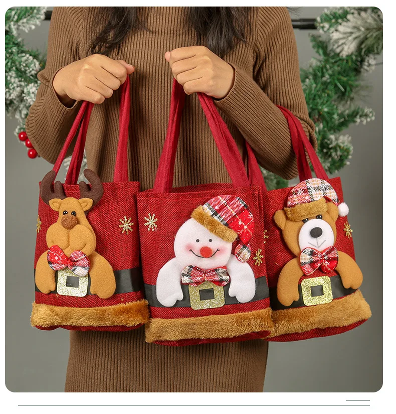 Christmas Decorations Cartoon Santa Claus Snowman Elk Gift Bag Merry Christmas Decor Children's Gift Bag Candy Xmas Handbag gift bags christmas gift bags