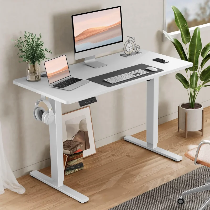 SMUG Electric Standing Desk with Memory Preset, Ergonomic Height Adjustable Table with T-Shaped Metal Bracket Modern