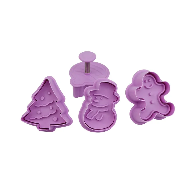 4Pcs/set Kitchen New Cookie Biscuit Fondant Mold Silicone Cookie Baking Cutter Mould for Christmas