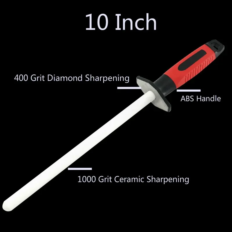 Ceramic Rod Knife Honing and Sharpening Stick for Stainless Steel Knives, 10" Inch/25 centimeters