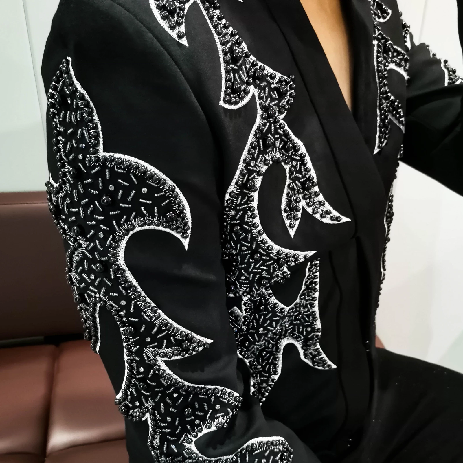 Beaded Embroidered Blazers For Men Stage Shiny Trend Luxury Slim Blazer Hombre Heavy Industry Top Quality Blazers Para Hombre