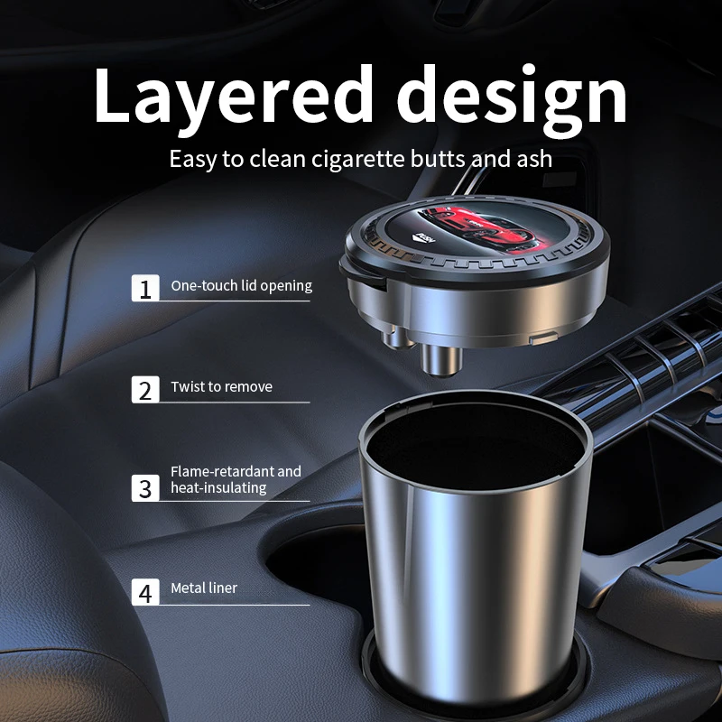 Car Ashtray Creative Personality Car AshtrayLid LED Light Dual Use in Car and Home Ashtray