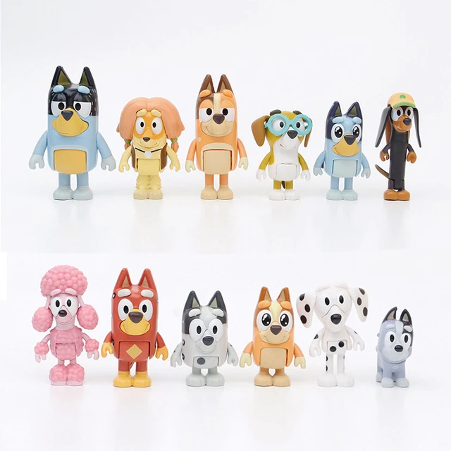 ブルーイとビンゴの家族のアニメフィギュア,可動関節モデルの