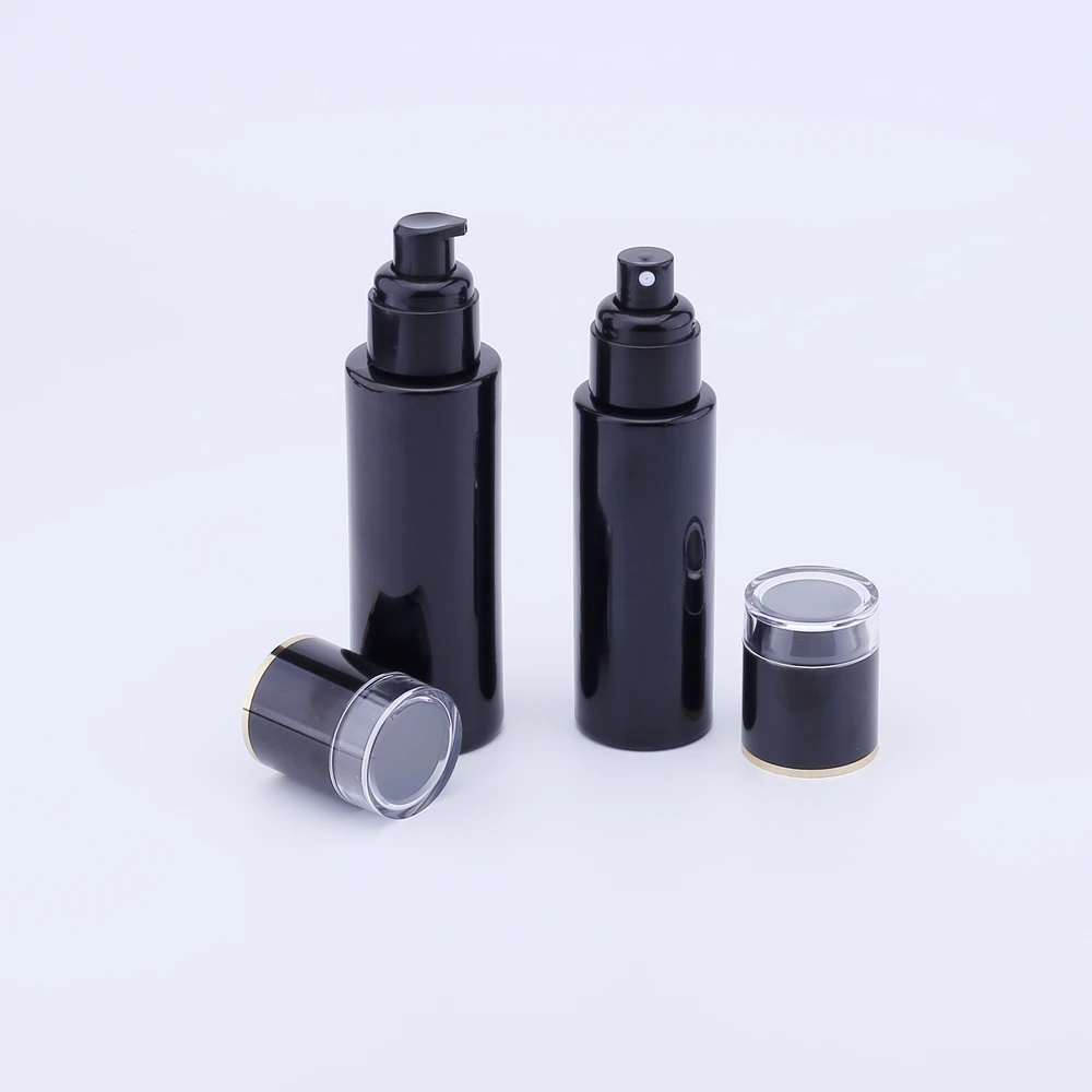 

200pcs 20ML 30ML 40ML 60ML Lotion Pump Bottle 80ml 100ml 120ml Empty Black Perfume Glass Bottles Container Case Refillable