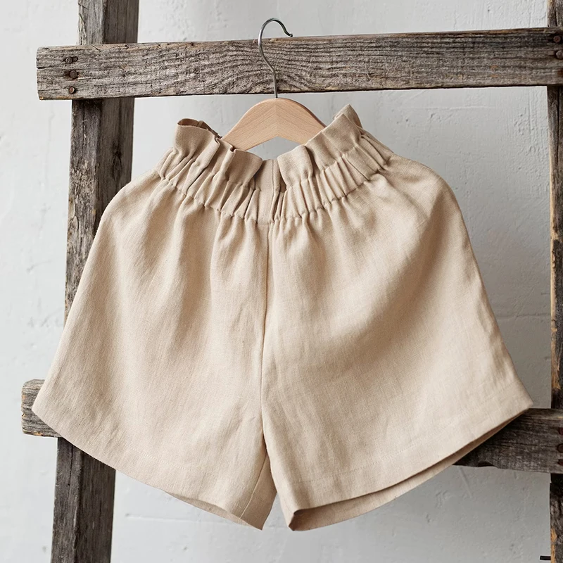 Summer Children's Cotton And Linen Shorts New Baby Girls Elastic Waist Casual Loose Shorts Linen Kids Clothing TZ113