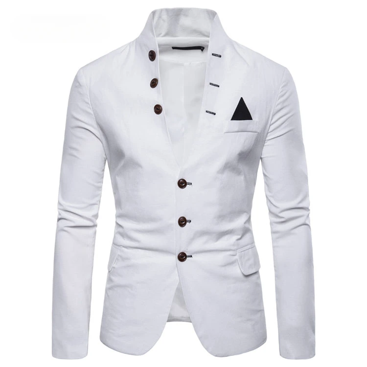 

Mens Suits Blazers Euro Size Spring Autumn Multi-button Decorative Men's Casual Stand-up Collar Suit