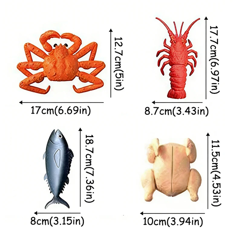 Kids Cutting Food Pretend Kitchen Toys Simulated Seafood Disassembly Crab/Tuna/Turkey Set Educational Role Play Gift Girls Toys - 6