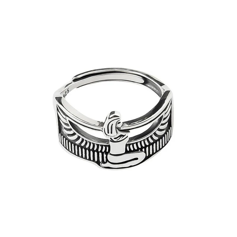 Elegant Retro Egypt Queen Thai Silver Ladies Finger Open Rings Jewelry For Women Never Fade Birthday Gifts Cheap