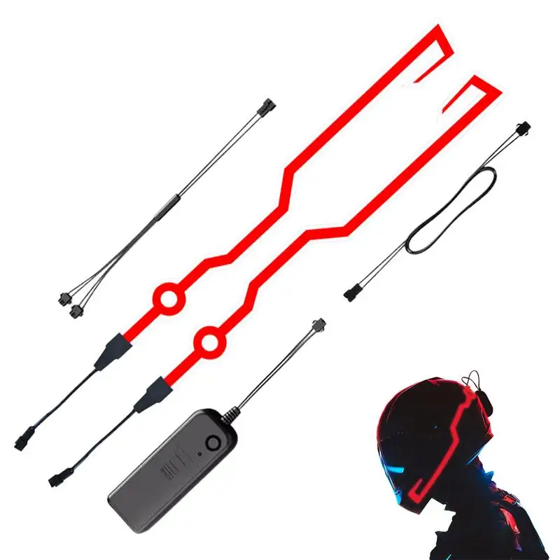 2 Pezzi Moto Helm Light Strip Night Riding Cold Light Stickers Lampeggiante Safe Night Driving Decoration Helm Light Strip