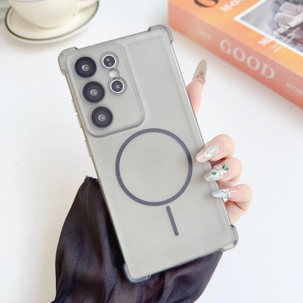 Magsafe Magnetic Translucent Soft Case with Four-Corner Anti-Fall Protection