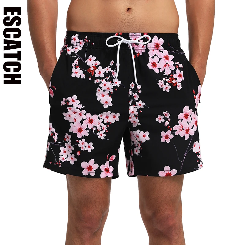 Escatch 2026 Summer New Arrival Mens Shorts Fashion Polyester Traje De Baño Hombre Printing Gym Mesh Liner With Pockets Swimsuit