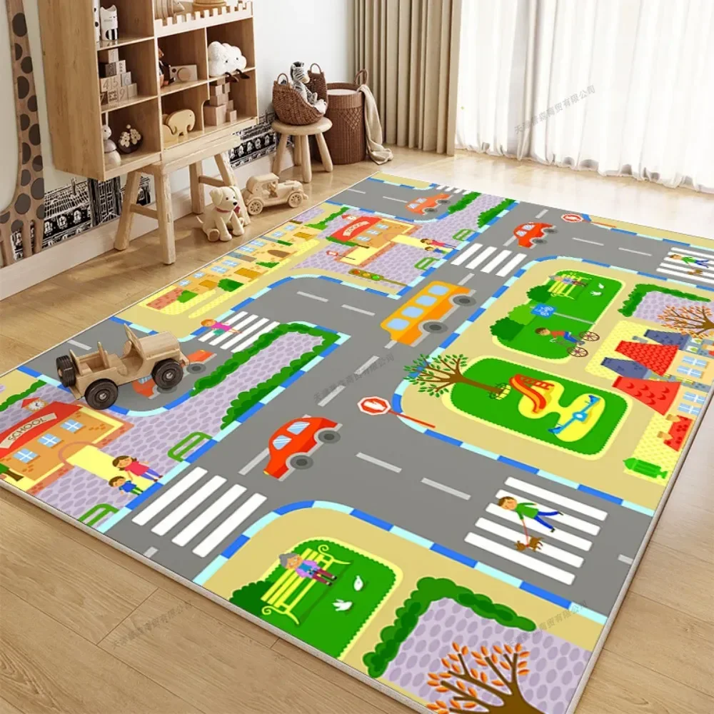 1 Piece 80x120cm Baby Play Mat Children's Anti-fall Crawling Mats Anti-slip Game Playmats Puzzle City Traffic Track Toys Carpets