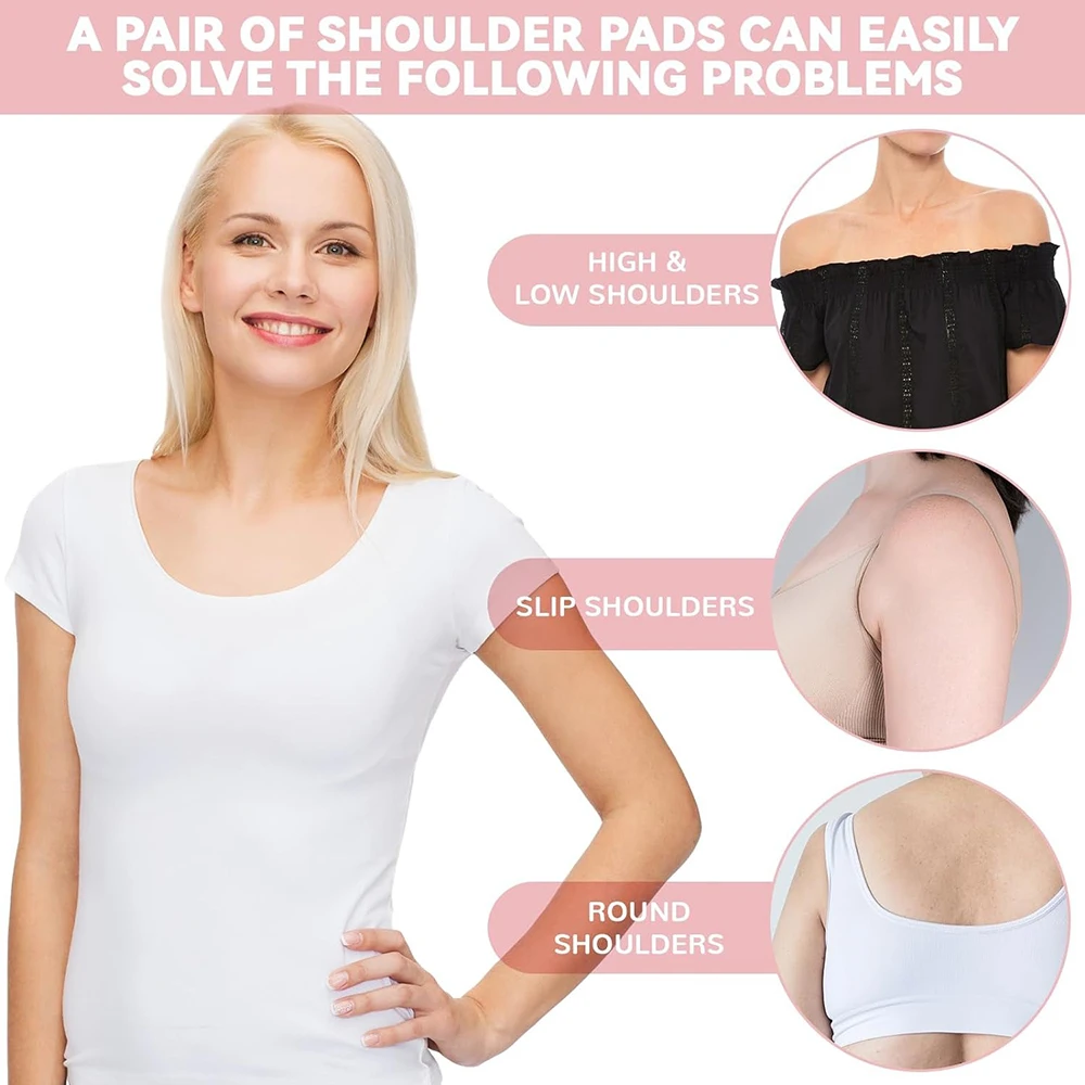 Reusable Anti Slip Enhancer Shoulder Pads Adhesive Shoulder Push-up Pads Sponge 2/1 Pair for Women Clothing