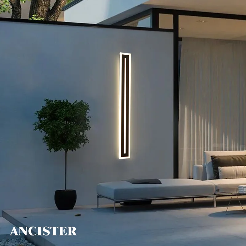 

Уличный водонепроницаемый светодиодный настенный светильник с длинной полосой, современный бра с настенным креплением, подходит для гостиной, двора, крыльца, патио, IP65