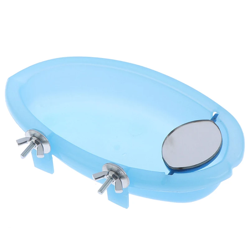 Bird Bath Basin, Small Oval Bathtub with Mirror for Parrot, Pet Cage Accessory