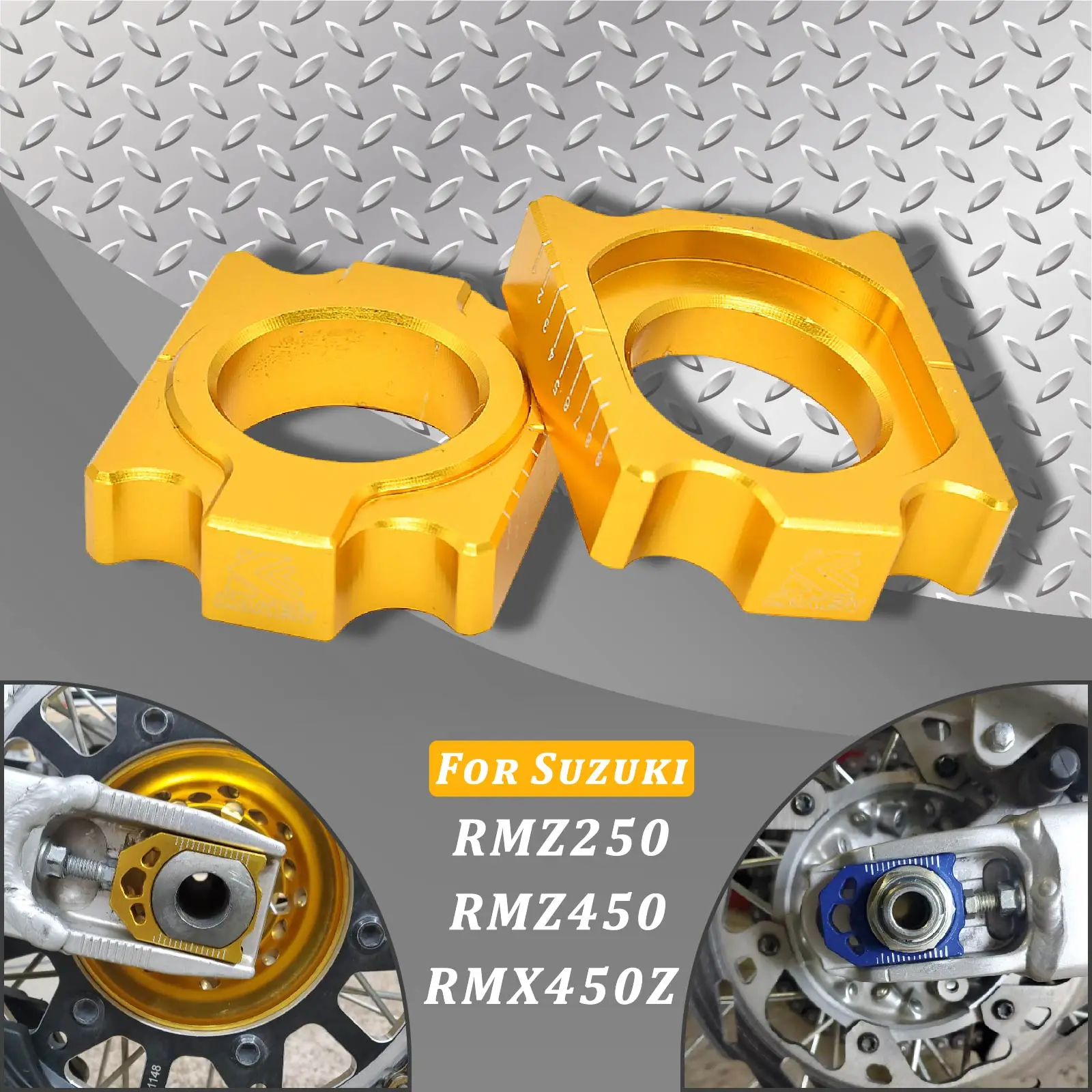 

For Szuki RMZ250 RMZ450 Motorcycle CNC Rear Axle Block Chain Adjuster RM Z 250 450 RMX450Z RMX 450Z 2004-2015 2016 2017 2018