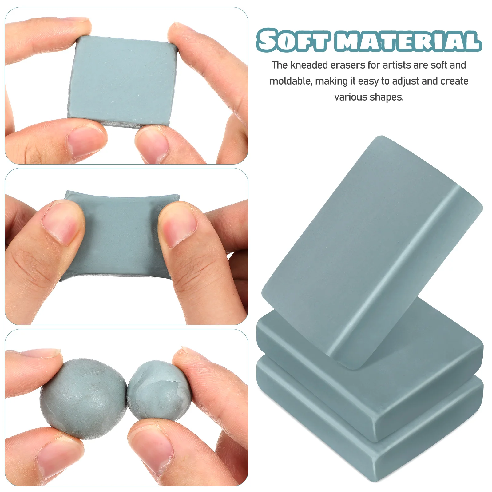 12Pcs Eraser Kneaded Moldable Erasers Drawing Art Correcting Kneading Eraser Plastic Sketching Plasticine Painting supply