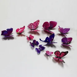 Set of 12 3D Butterfly Wall Art Stickers (Plum)