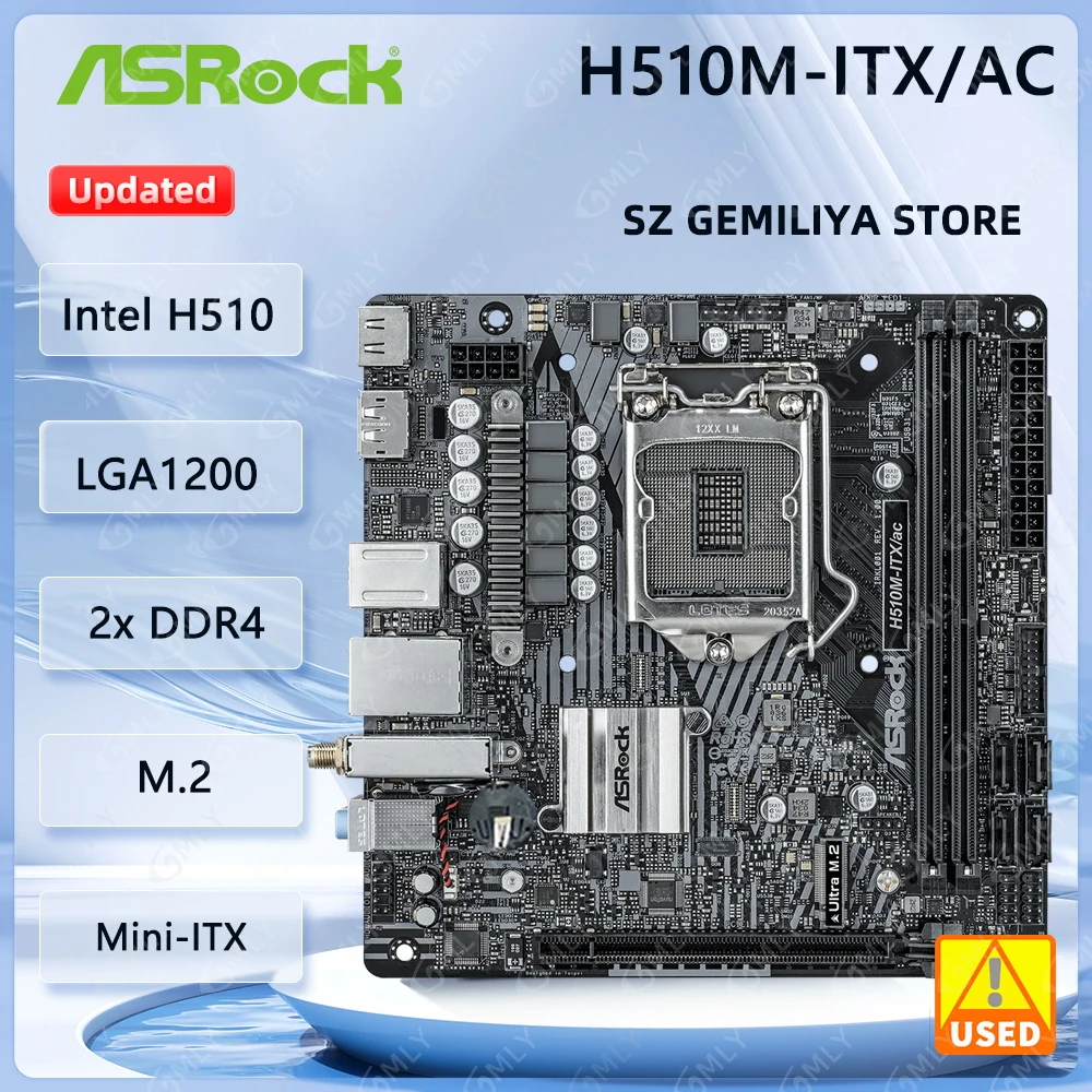 ASROCK H510M-ITX/ac 미니-ITX 마더보드 인텔 H510 2xDDR4..