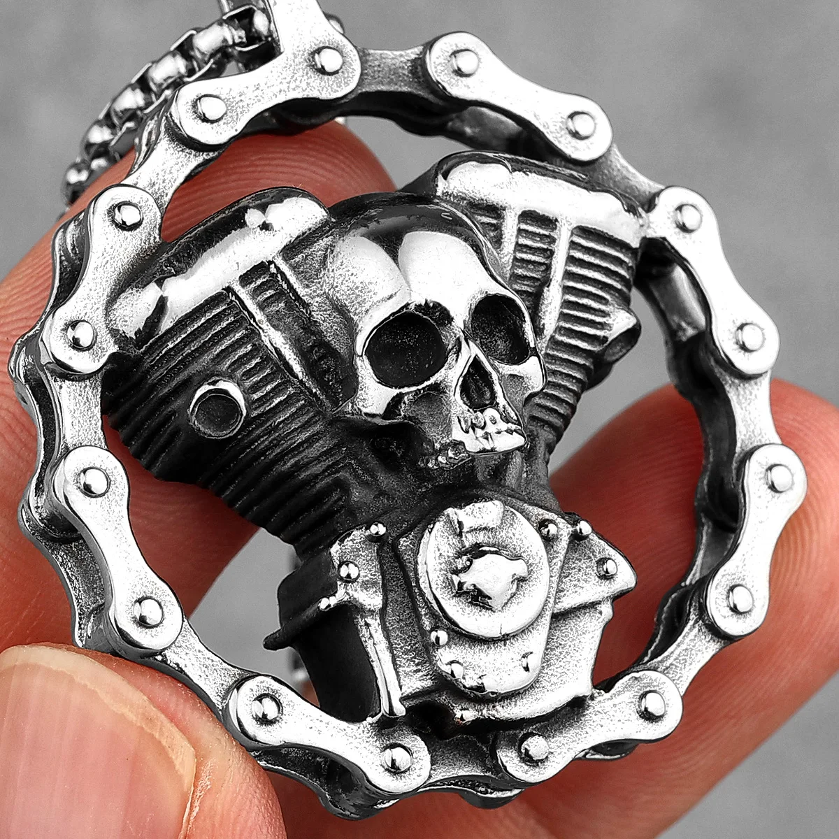 Steampunk Skull Stainless Steel Pendant Necklace - Punk Jewelry Creativity Gift